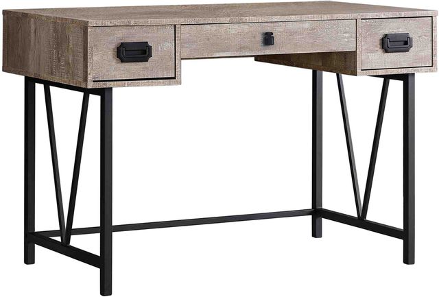 Monarch Specialties Inc. 48"L Taupe Reclaimed Wood with Black Metal Computer Desk