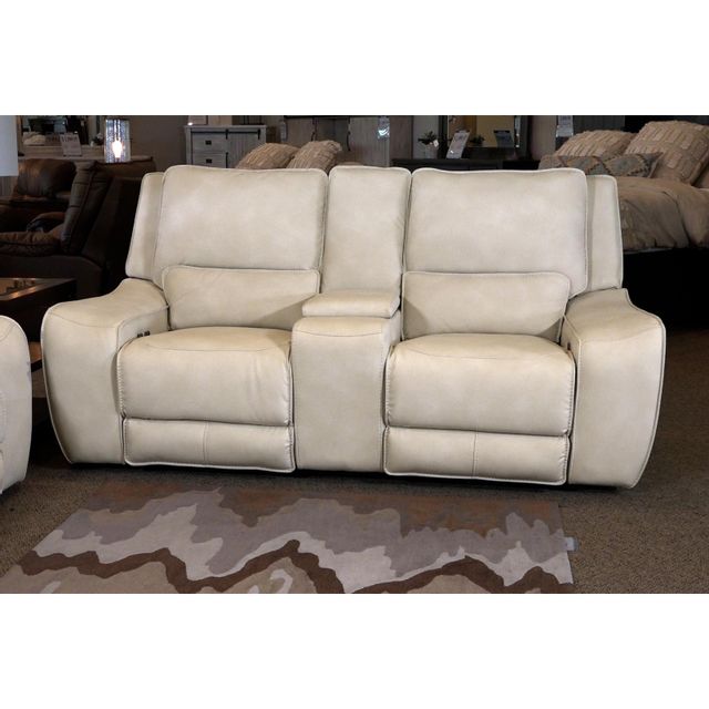 Cheers Enzo Cream Power Reclining Loveseat with Console with Power Headrests-1