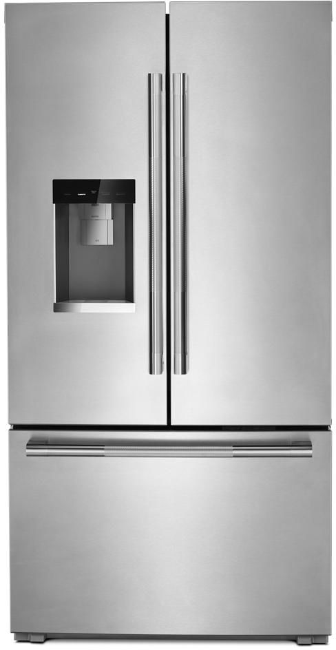 Maytag MFT2673BEM 26.1 cu. ft. French Door Refrigerator with 4  Spill-Catcher Glass Shelves, LED Interior Lighting, SmoothClose Freezer  Drawer, External Water/Ice Dispenser and Better Built Refrigerator  Compressor: Stainless Steel