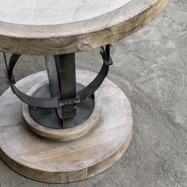 Uttermost® Sydney Light Oak Side Table with Aged Steel Base-2
