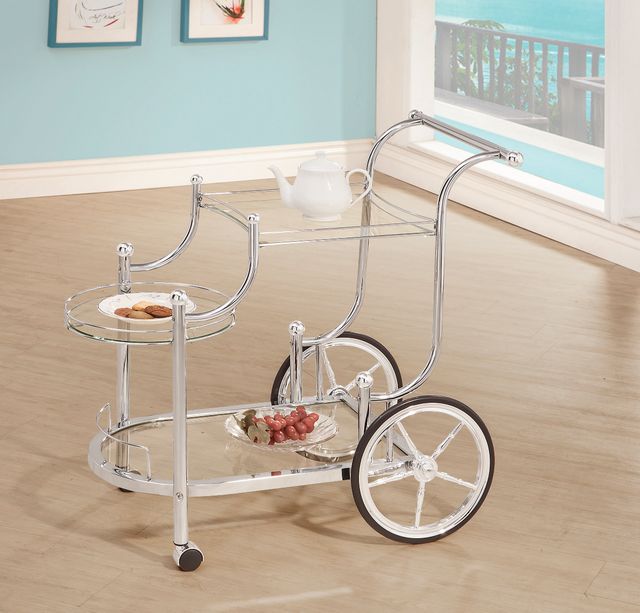 Coaster® Sarandon Chrome/Clear 3-Tier Serving Cart-1