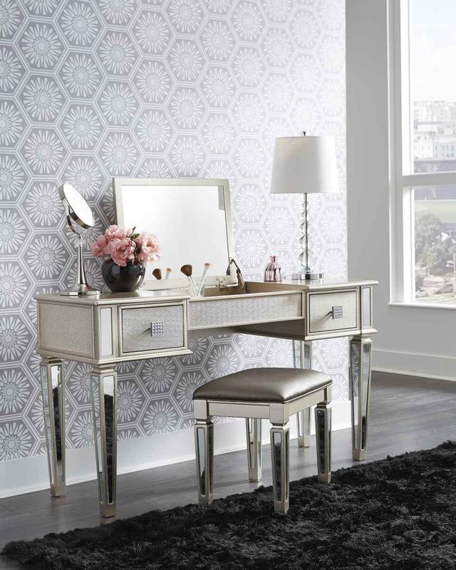 Signature Design by Ashley® Lonnix Silver Vanity and Stool 7