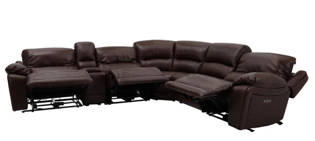 Man Wah Brown 6 Piece Power Reclining Leather Sectional | Miskelly ...