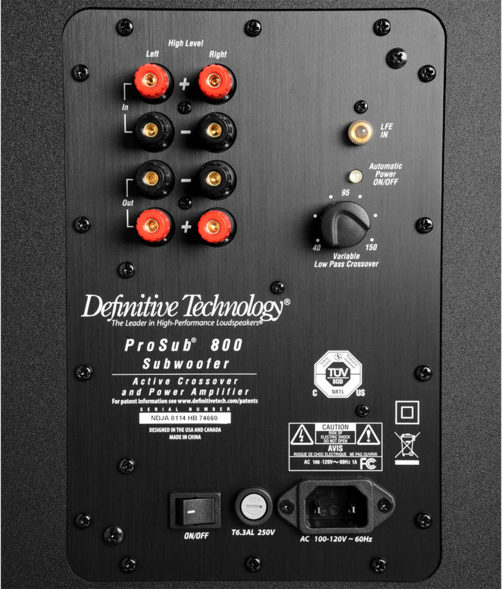 Single, Black Definitive Technology ProSub 800 120v Speaker