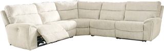 Signature Design by Ashley® Critic's Corner 5-Piece Parchment Power Reclining Sectional