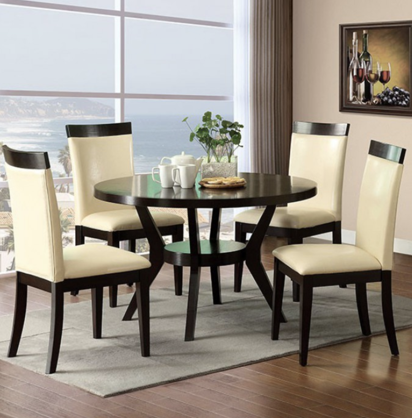 furniture of america alvey round dining table in espresso