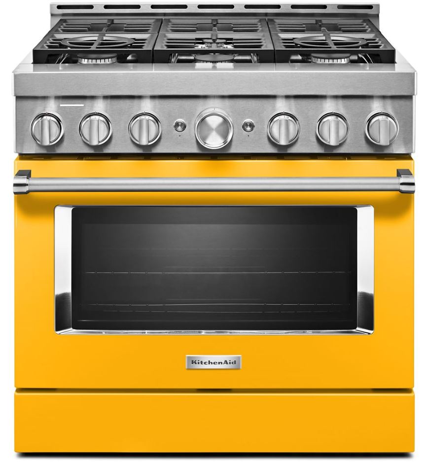 KitchenAid® 36" Yellow Pepper Smart Commercial-Style Gas Range