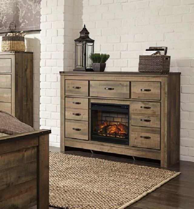 Signature Design by Ashley® Trinell Brown Dresser with Electric Fireplace 6