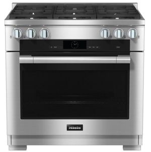 Miele 36" Natural Gas Clean Touch Steel Freestanding Dual Fuel Range
