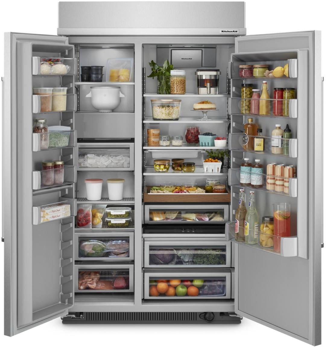 KitchenAid® 48 in. 30.0 Cu. Ft. Stainless Steel with PrintShield™ Finish  Counter Depth Side-by-Side Refrigerator | Classic Maytag | Woodward