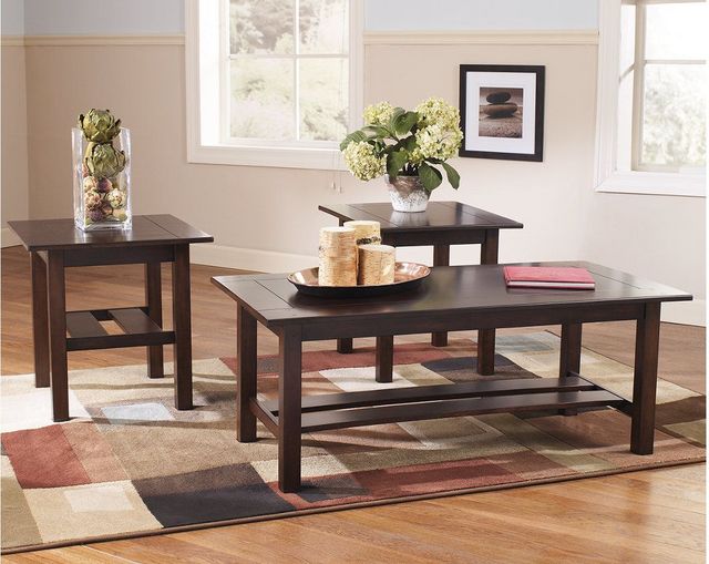 Signature Design by Ashley® Lewis 3 Piece Medium Brown Occasional Table Set 1