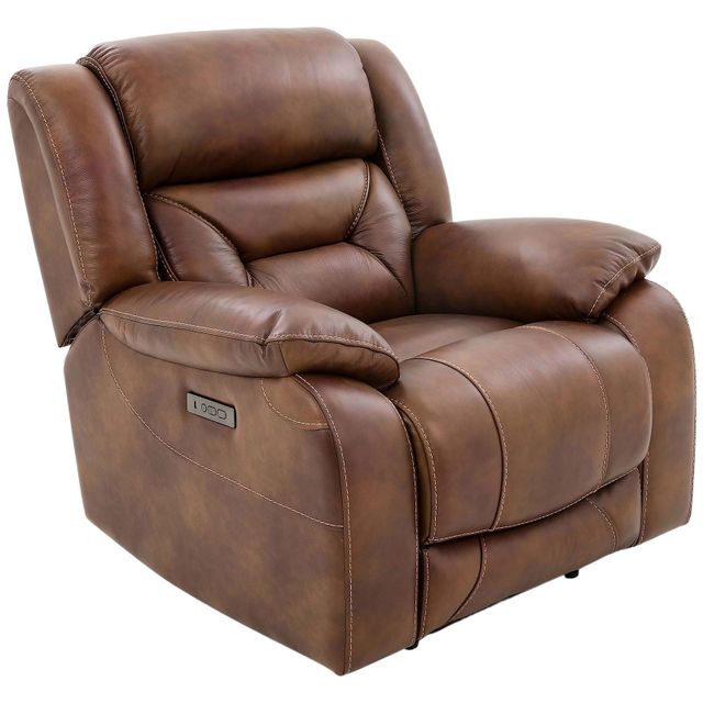 Cheers Roswell Brown Leather Power Recliner-1