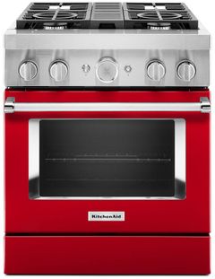 KitchenAid® 30" Passion Red Commercial-Style Free Standing Dual Fuel Range