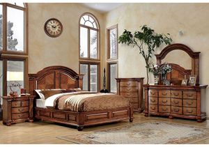 Furniture of America® Bellagrand 4-Piece Antique Tobacco Oak Queen Bed Set