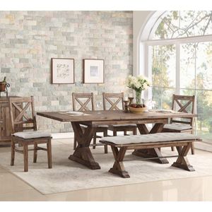 Avalon Fresno Dining Table with Butterfly Leaf, 4 Side Chairs and Bench