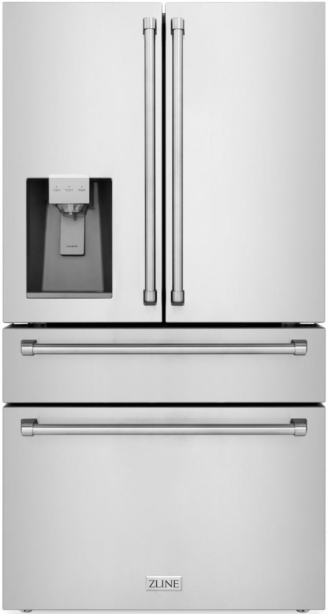 ZLINE 21.6 Cu. Ft. Fingerprint Resistant Stainless Steel Counter Depth French Door Refrigerator-0