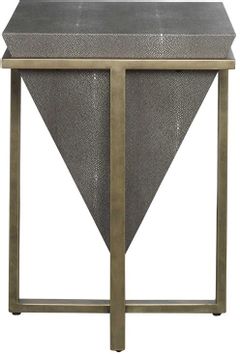 Uttermost® Bertand Mushroom Gray Accent Table with Aged Gold Base
