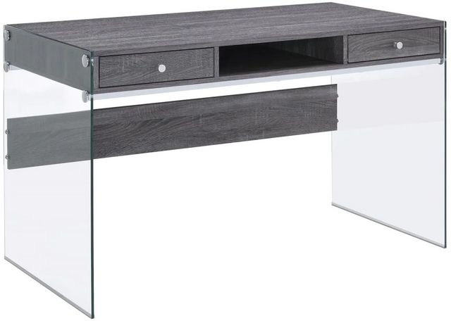 Coaster® Dobrev Weathered Grey/Clear Computer Desk-0