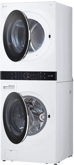 LG 4.5 Cu. Ft. Washer, 7.4 Cu. Ft. Gas Dryer White Front Load Stack Laundry 45