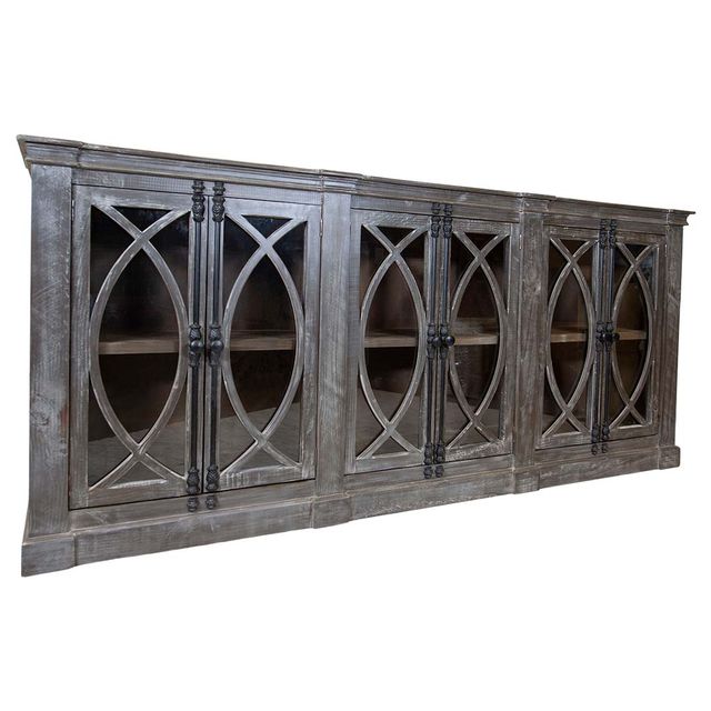Rustic Imports Bari 6-Door Weathered Glass Console-1