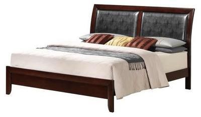 Elements International Emily Dark Wood Queen Upholstered Bed-0