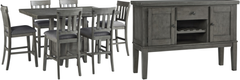 Signature Design by Ashley® Hallanden 8-Piece Gray Counter Height Dining Room Set