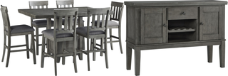 Signature Design by Ashley® Hallanden 8-Piece Gray Counter Height Dining Room Set