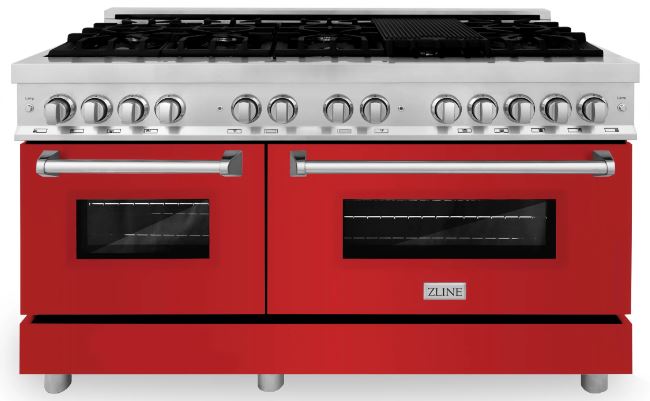 red dual fuel range cooker