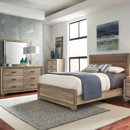 Liberty Sun Valley Bedroom Queen Upholstered Bed, Dresser and Mirror Collection 3