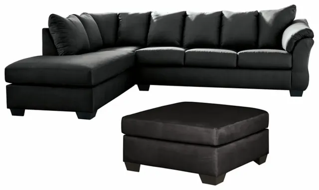 Signature Design by Ashley® Darcy 2-Piece Black Sectional with Ottoman