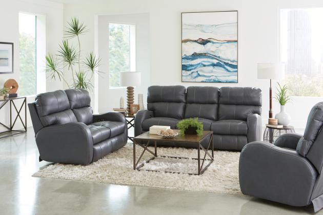 Catnapper® Angelo Gunmetal Reclining Sofa with Power Adjustable Headrest 1