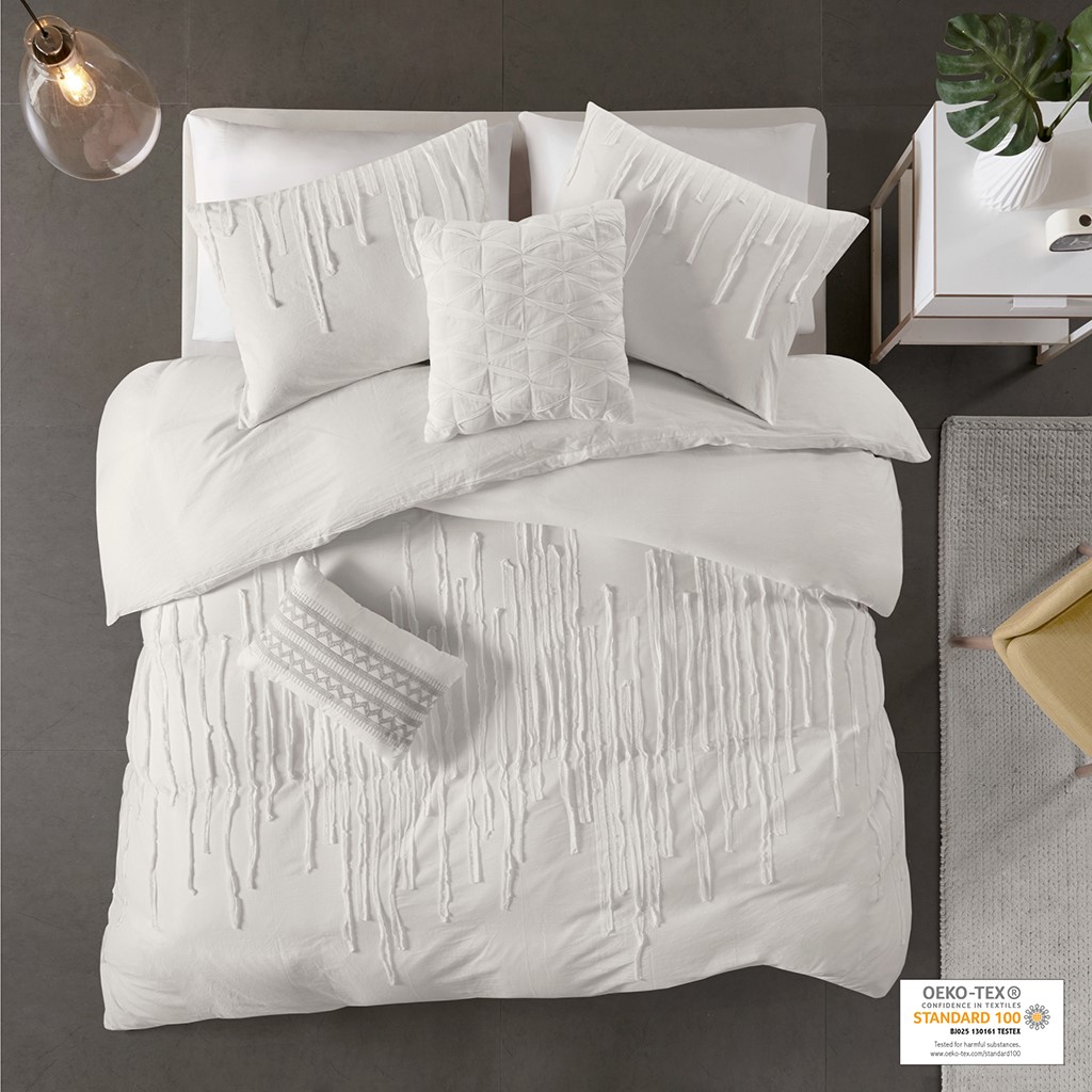 3pc Full/Queen Hailey Cotton Gauze Waffle Weave Duvet Cover Set Gray -  Urban Habitat