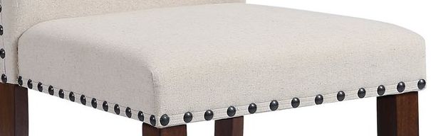 Stein World Hudgins Natural Linen Fabric with Bronze Nail Head. Acacia Wood Legs in Dark Cherry Dining Chair 1