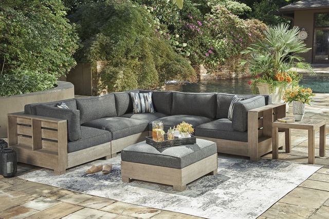 Signature Design by Ashley® Citrine Park Brown Outdoor Ottoman with Cushion 3
