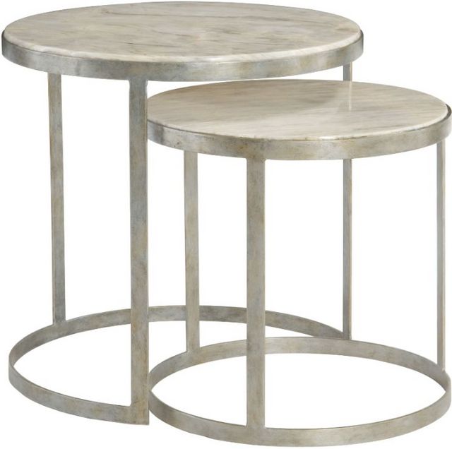 Bernhardt Tiffin 2-Piece Matte Silver Nesting Table Set 0