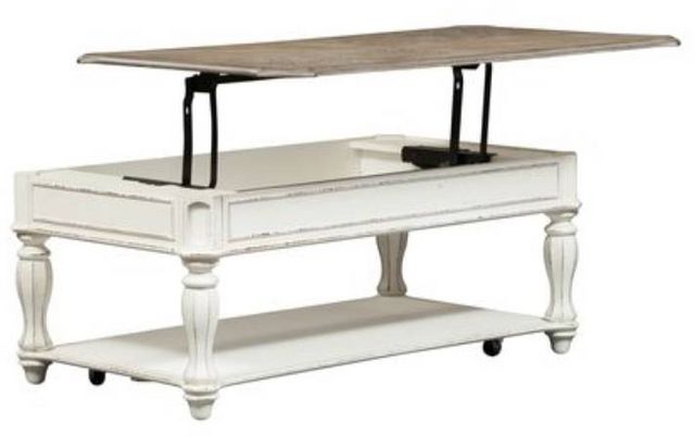 Liberty Magnolia Manor Antique White/Weathered Bark Lift Top Cocktail Table-2