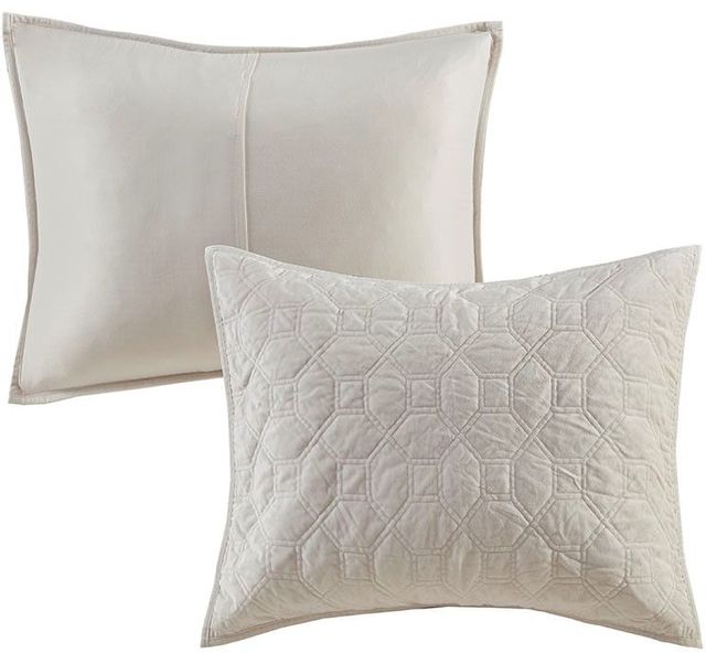 Olliix by Madison Park 3 Piece Ivory Full/Queen Harper Faux Velvet ...