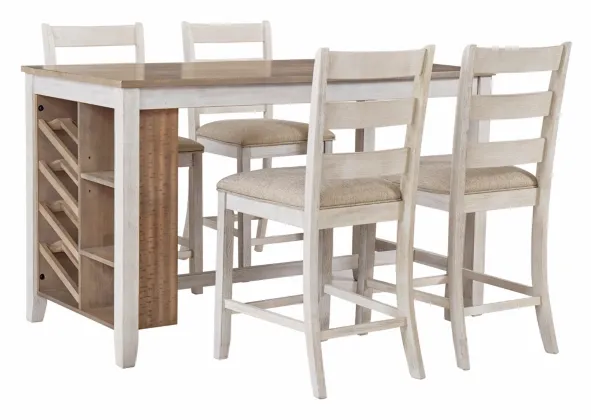 Signature Design by Ashley® Skempton 5-Piece White/Light Brown Counter Height Dining Set