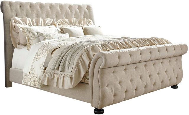 Signature Design by Ashley® Willenburg Linen Queen Upholstered Sleigh Bed-0