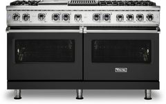 Viking® 5 Series 60" Cast Black Pro Style Dual Fuel Liquid Propane Range with 12" Griddle and 12" Grill