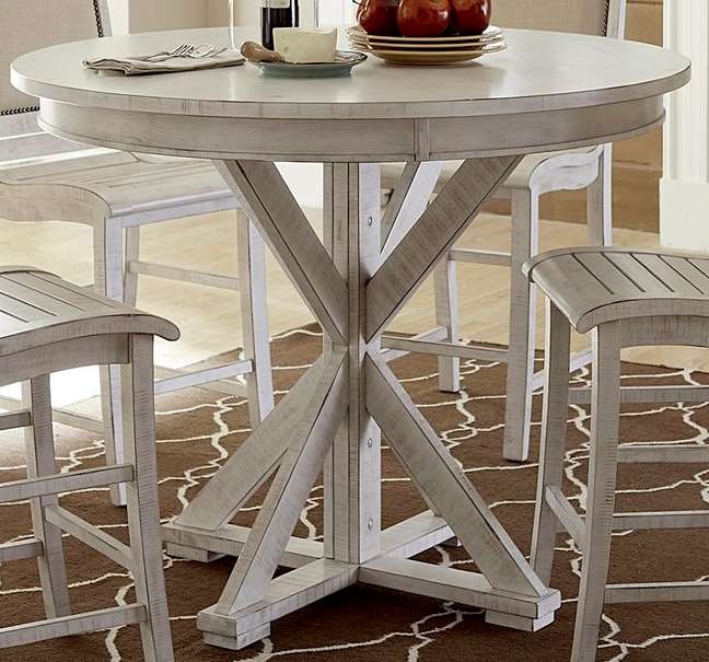 willow distressed white round counter table