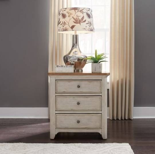 Liberty Farmhouse Reimagined Antique White Chestnut Charging Station Nightstand 9