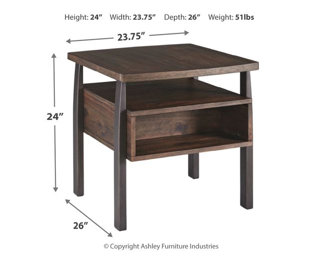Vailbry Brown End Table with USB Ports 6