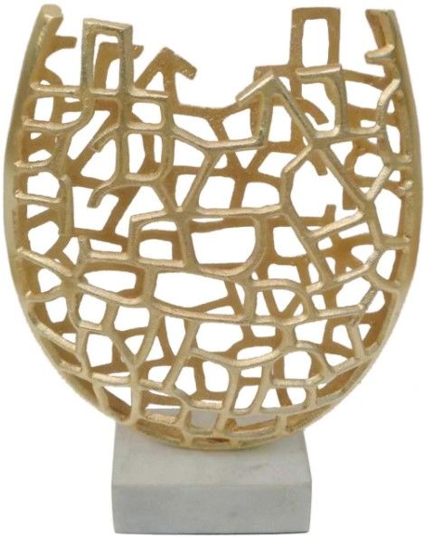 Crestview Collection Toben Cutout Gold/White Vase-0