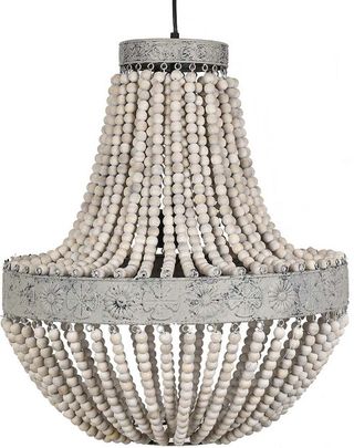 Crestview Collection Andrea White Washed Wood & Grey Washed Metal Chandelier