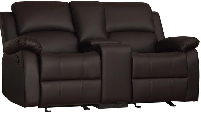 Homelegance® Clarkdale Dark Brown Double Reclining Glider Loveseat with Center Console