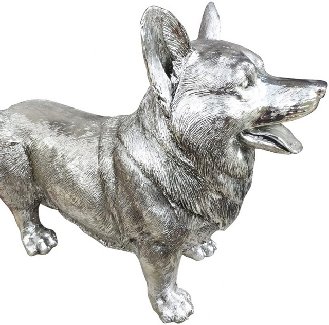 Moe's Home Collection Silver Maggie The Corgy Figurine 4