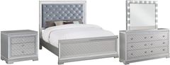 Coaster® Eleanor 4-Piece Metallic Mercury Queen Upholstered Bedroom Set