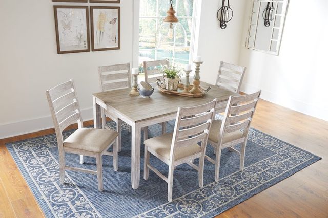 Signature Design by Ashley® Skempton 7-Piece White/Light Brown Dining Table Set-2