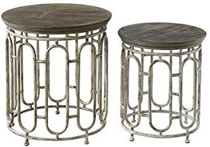 Crestview Collection Allyson Textured Metal and Wood Set of Tables-0